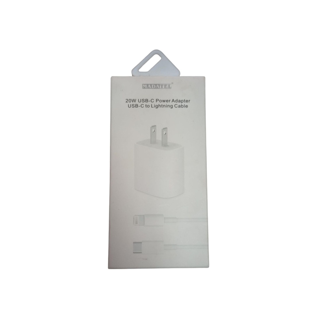 Madatel power adapter y cable tipo C a lightning  con luz