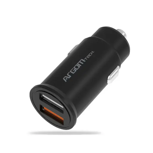 Argom Tech Cargador Rapido para Auto 2x USB 30W-12W/18W ARG-AC-0111BK